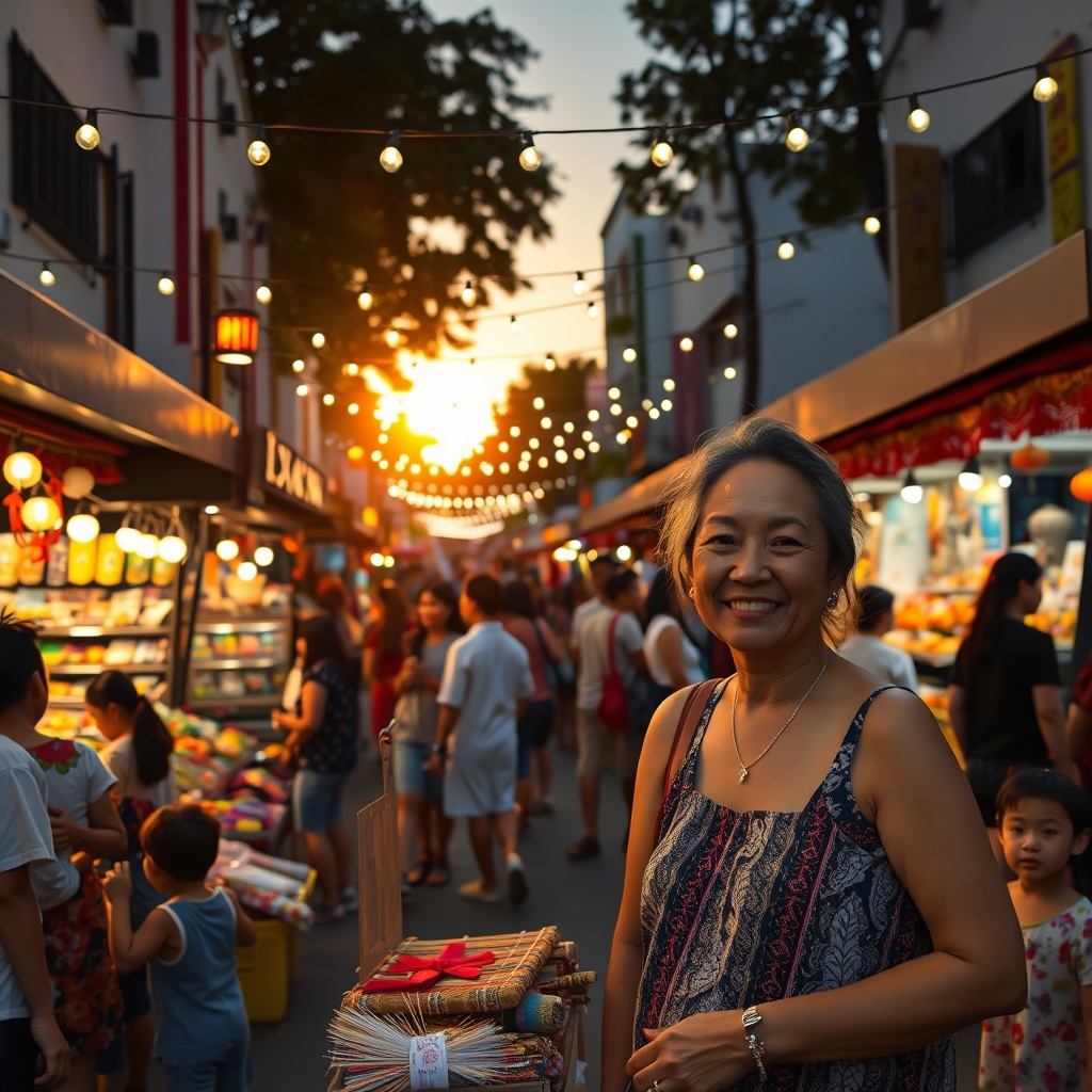 Festive celebration in an old-town setting