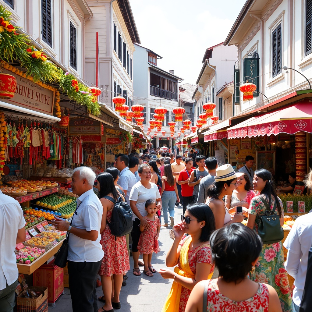 Festive gathering at an old-town festival
