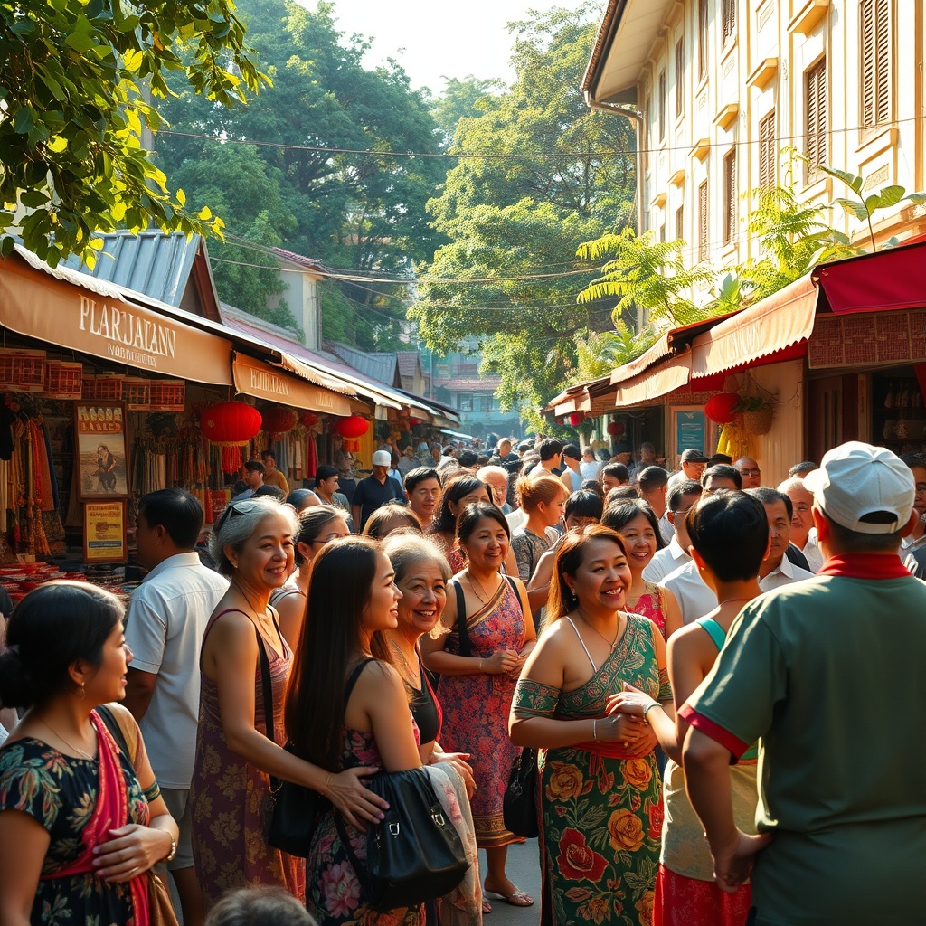 Festive crowd at an old-town festival